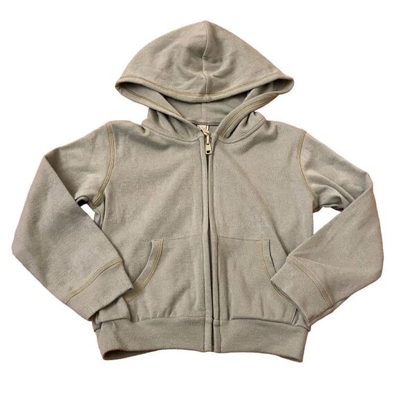 NEW SKIMS Logo Pointelle Zip Front Sweatshirt Hooded Jacket Mineral Green Size 4 - Picture 1 of 4